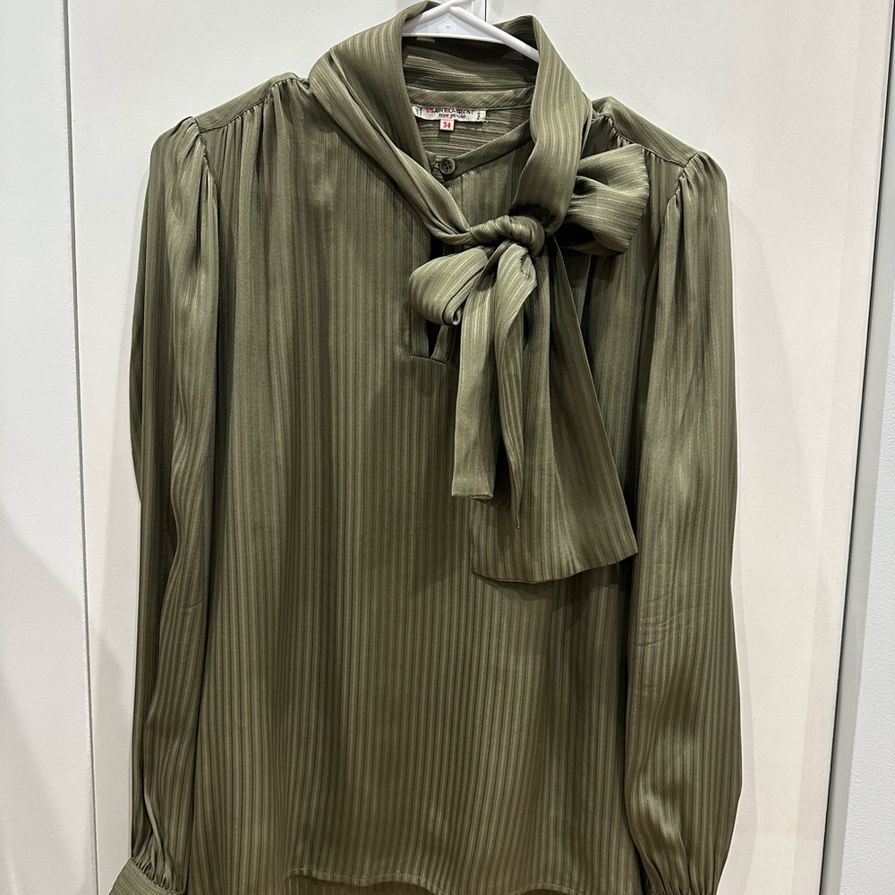 Saint Laurent Vintage Olive Green Blouse - Picture 4 of 7